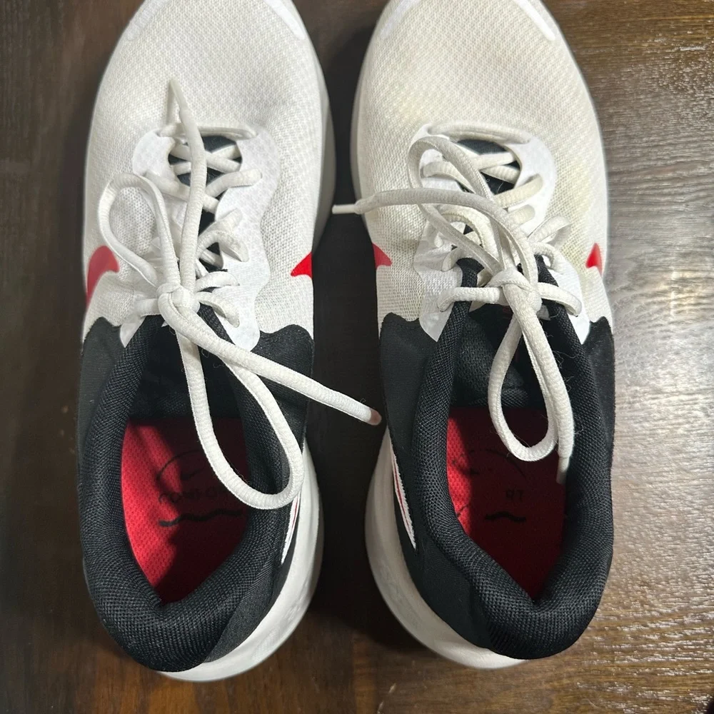 Nike Black‎ and White Sneakers with Red Swoosh